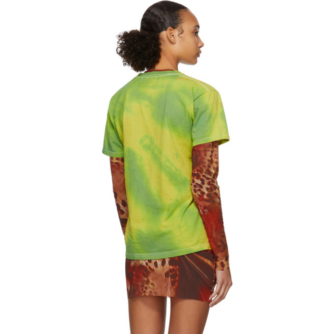 Mowalola SSENSE Exclusive Green and Yellow Love Nigeria Tie-Dye T