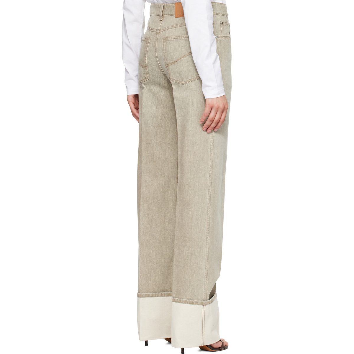 Stella McCartney Beige Straight Turn-Up Jeans