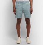 Club Monaco - Baxter Slim-Fit Stretch Linen and Cotton-Blend Chambray Shorts - Blue