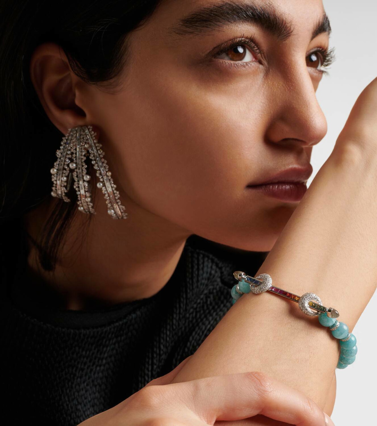 Ananya Chakra 18kt white gold bracelet with sapphires, diamonds, and gemstones