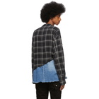 Greg Lauren Black and Blue 50/50 Plaid/Denim Studio Shirt