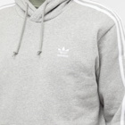 Adidas Men's 3 Stripe Hoody in Medium Grey Heather