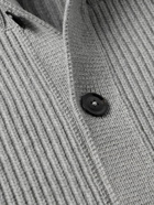 TOM FORD - Ribbed Wool and Cashmere-Blend Cardigan - Gray