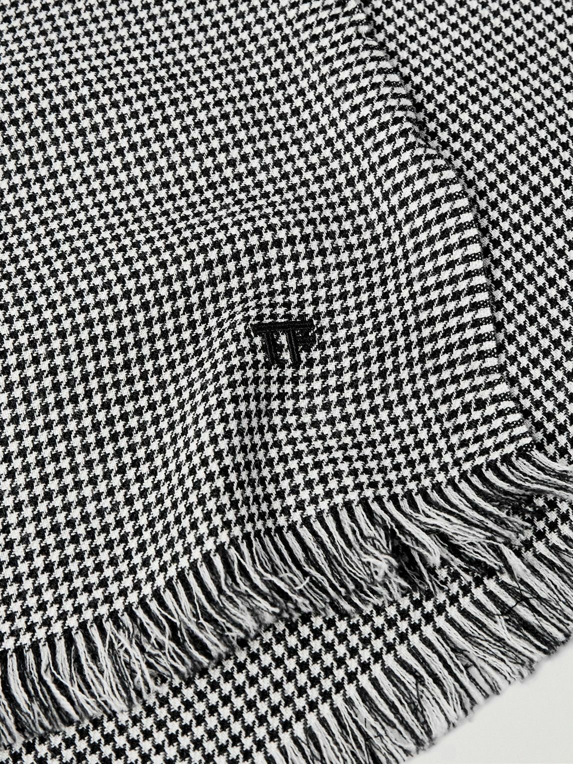 TOM FORD - Frayed Puppytooth Wool Scarf