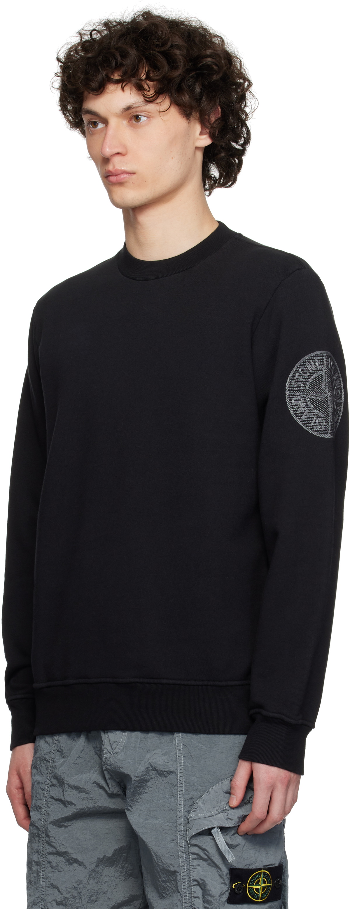 Stone Island Black Cotton Fleece Sweatshirt