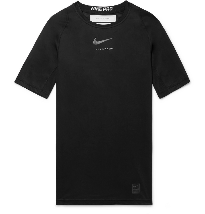 Photo: 1017 ALYX 9SM - Nike Compression Mesh-Panelled Stretch-Jersey T-Shirt - Black