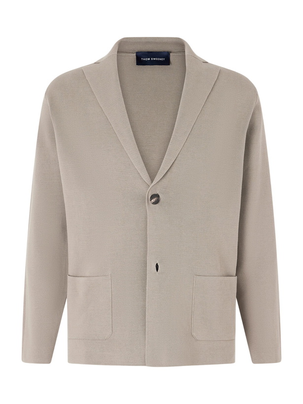 Photo: Thom Sweeney - Cotton Crepe Knitted Blazer - Gray