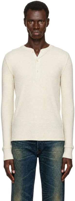 Photo: RRL White Waffle-Knit Henley