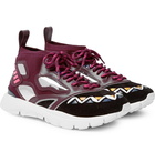 Valentino - Heroes Reflex Suede, Leather and Mesh Sneakers - Men - Burgundy