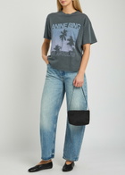 Anine Bing Palms Printed Cotton T-shirt Grey