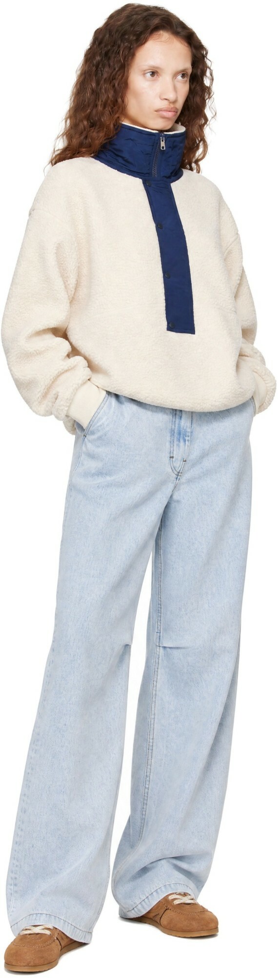 Entire Studios White System Half Zip Fleece Sweater