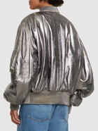 THE ATTICO - Destroyed Mirror Leather Bomber Jacket
