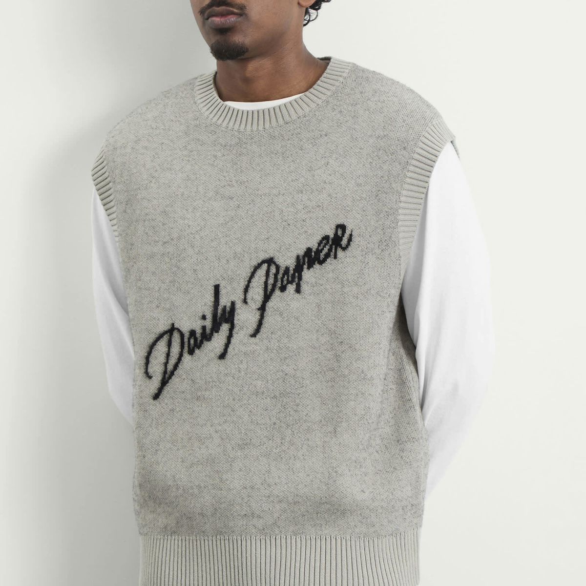 Daily Paper Men's Script Logo Knit Vest in Desert Sage