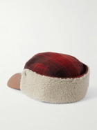 Polo Ralph Lauren - Polo Country Logo-Appliquéd Checked Leather-Trimmed Fleece and Wool Hat - Red