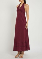 Faithfull The Brand Jasmine Halterneck Cotton Maxi Dress Dark Red