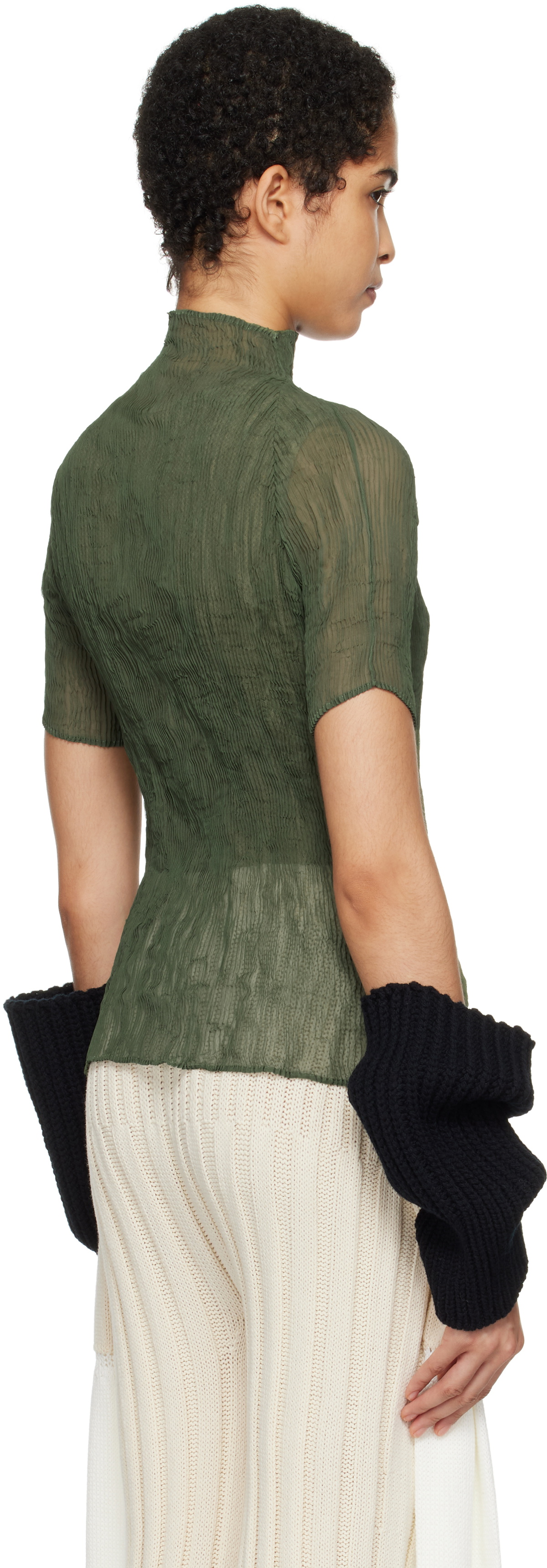 ISSEY MIYAKE Khaki Chiffon Twist 3 T-shirt