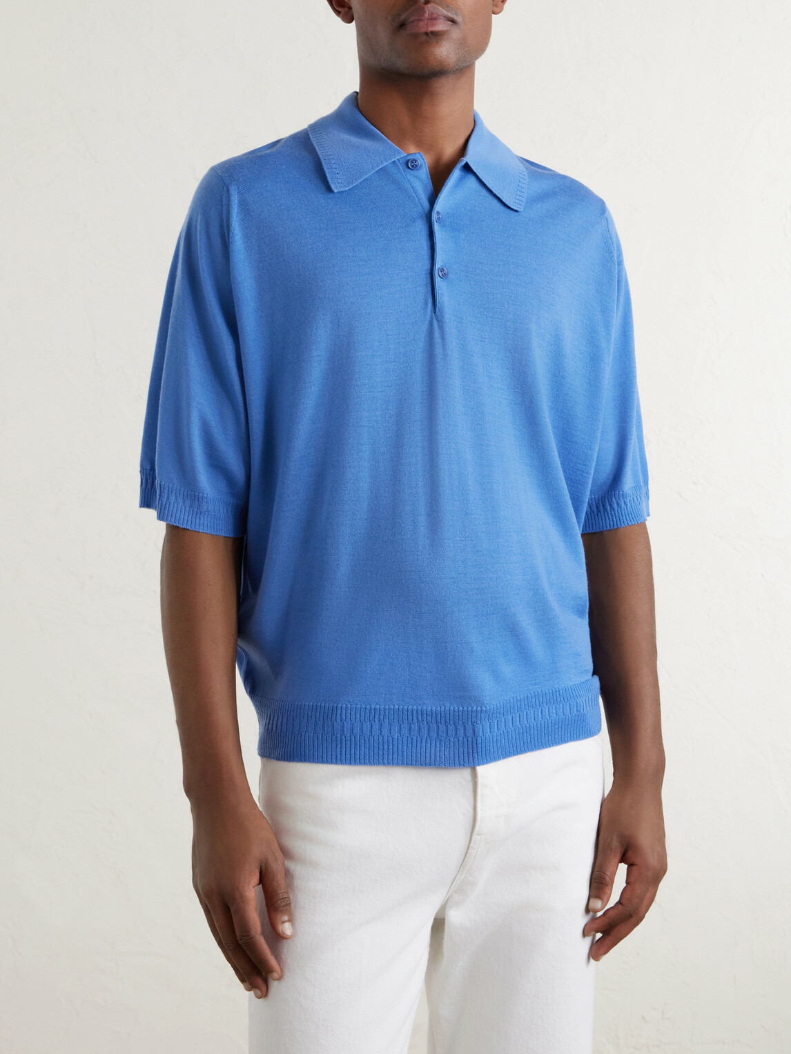 John Smedley - Bill Nighy Merino Wool Polo T-Shirt - Blue