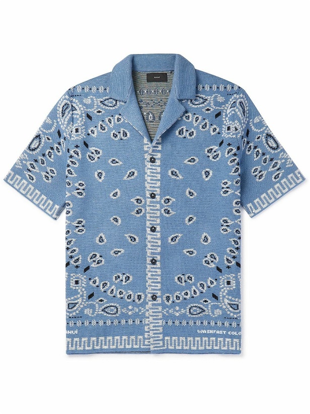 Photo: Alanui - Camp-Collar Bandana-Jacquard Cotton-Piqué Shirt - Blue