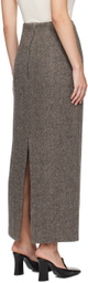 AURALEE Khaki Lama Shetland Wool Tweed Maxi Skirt