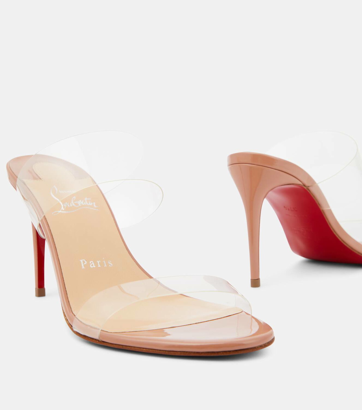 【Christian Loubouti】『Just Nothing 85』TPUベージュミュール CHRISTIAN LOUBOUTIN Just Nothing 85 PVC and patent-leather