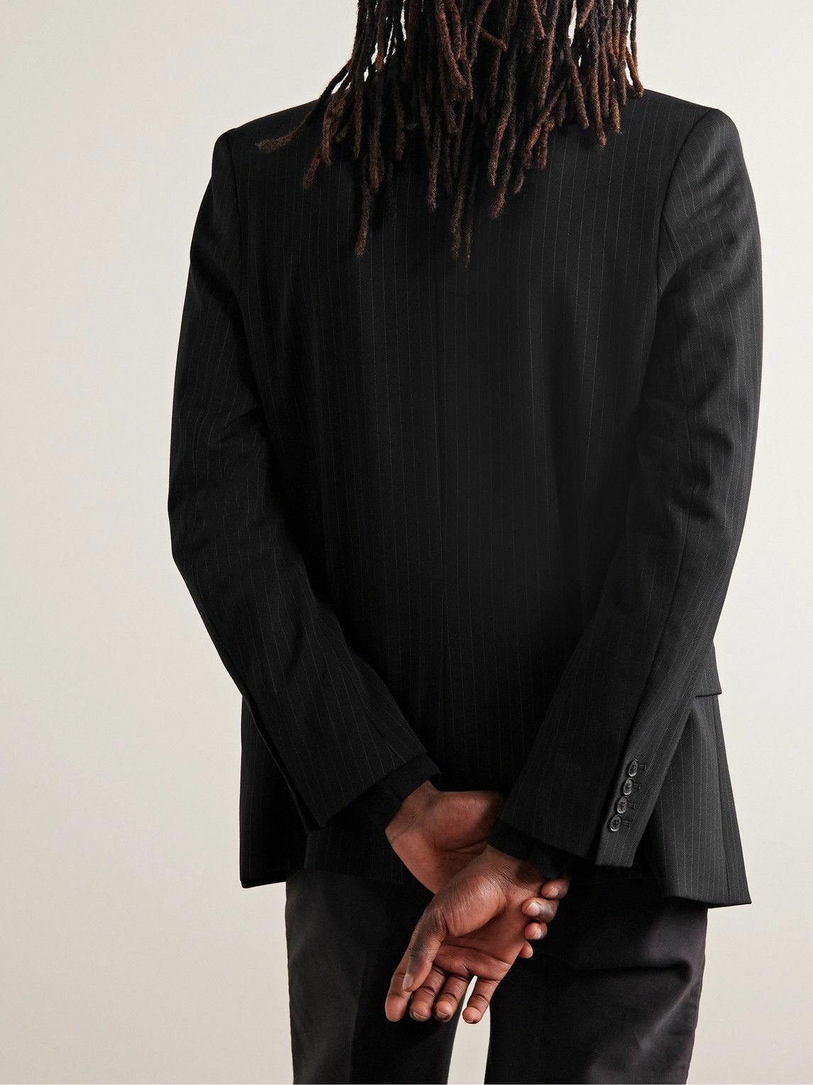 Nili Lotan - Phineas Double-Breasted Pinstriped Twill Blazer - Black