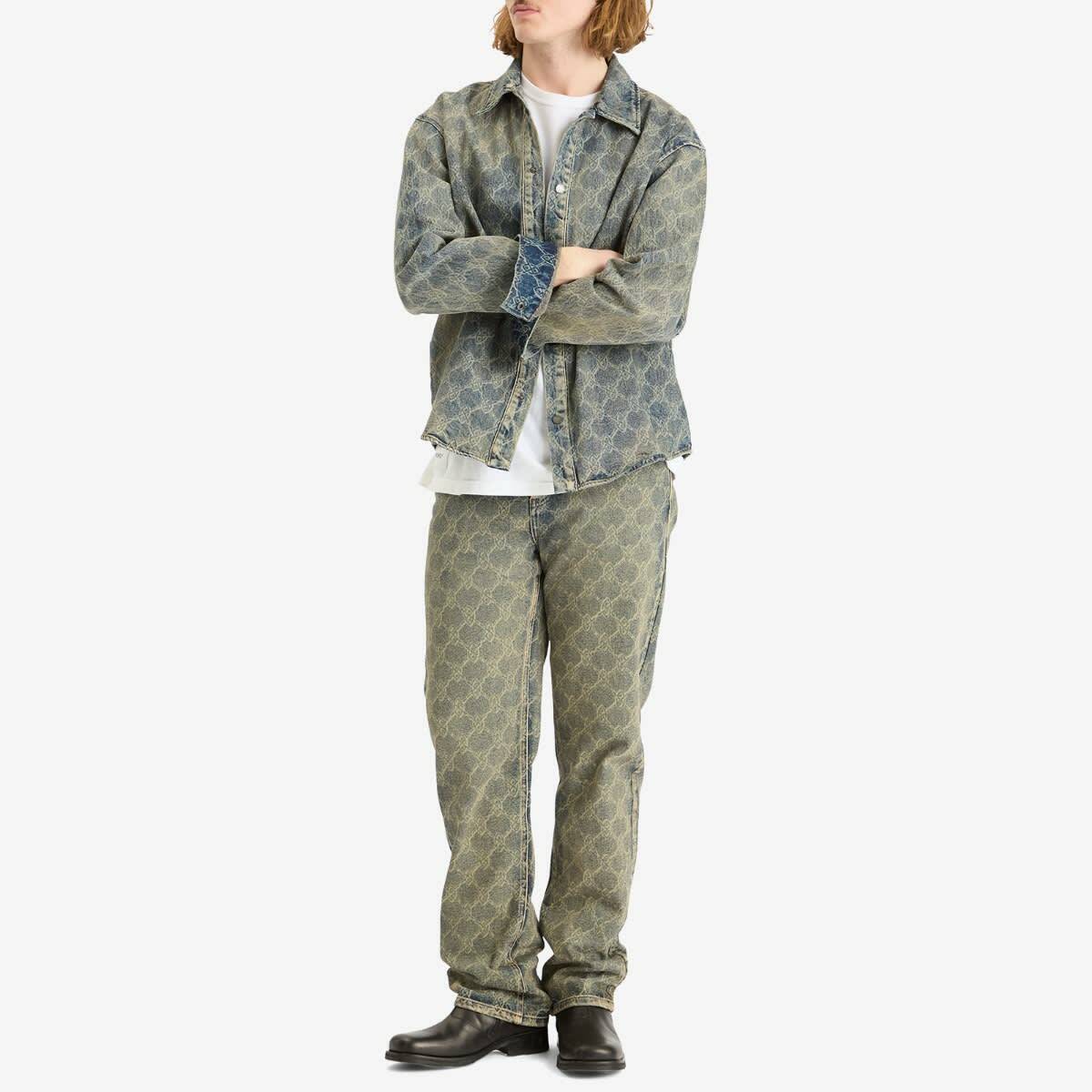 Daily Paper Men's Shield Laser Denim Shirt in Blue