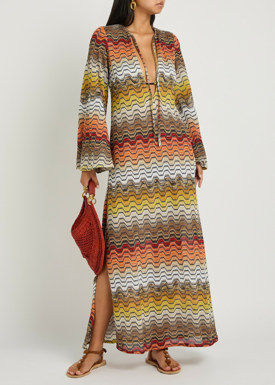 Missoni Zigzag Metallic-knit Maxi Cover-up Dress Black