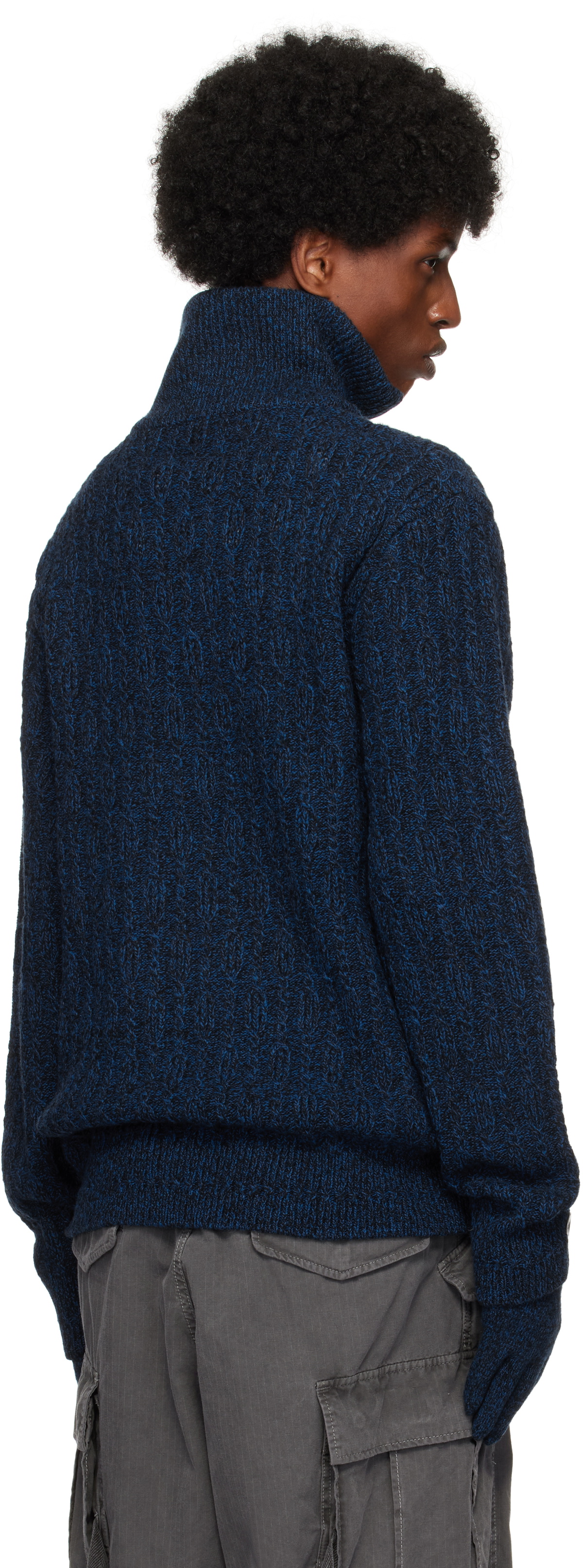 HYEIN SEO Navy Troyer Knit Sweater & Gloves Set