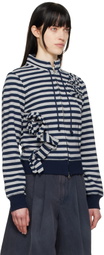 OPEN YY Navy & Gray Appliqué Zipup Sweatshirt
