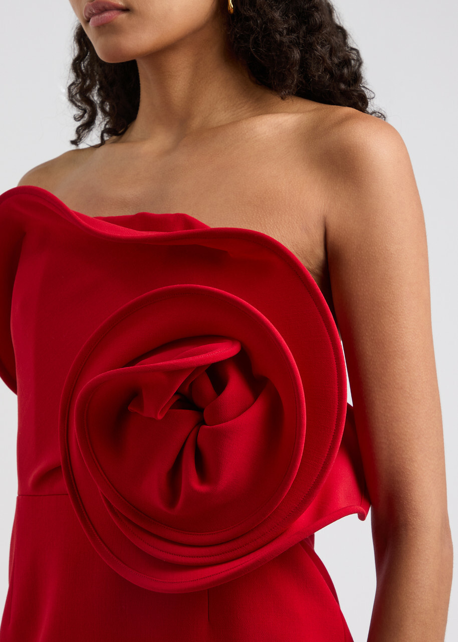 strapless open back dress Dolce & Gabbana Red Wool Sleeveless A-line Flared Mini Dress – Moon Behind  The Hill main image 0