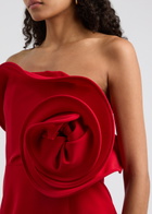 Magda Butrym Strapless Ruffled Rose Stretch-wool Mini Dress Red