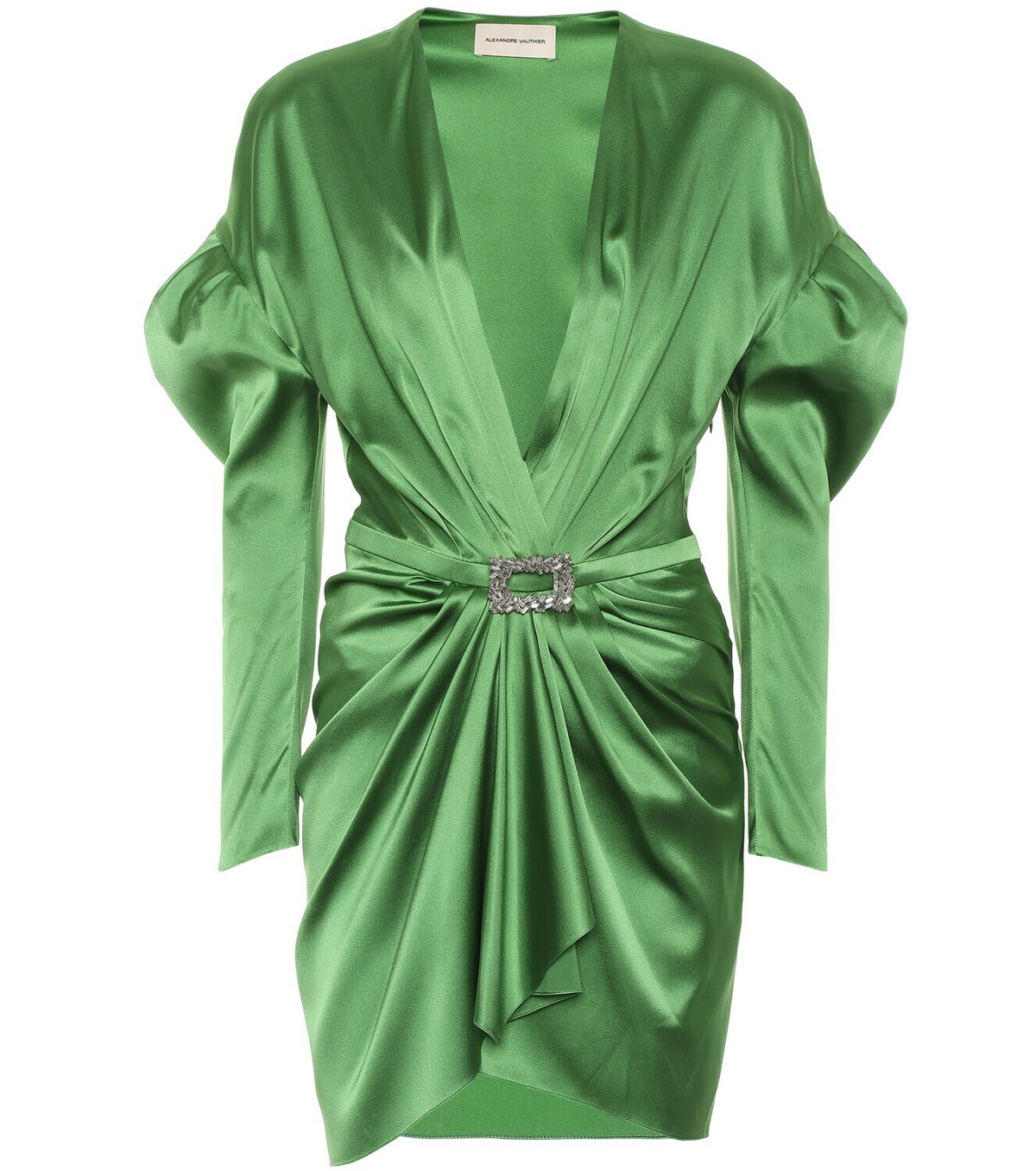 slim fit dress slacks ALEXANDRE VAUTHIER GREEN LONG SLEEVE DRESS WITH CRYSTAL main image 1