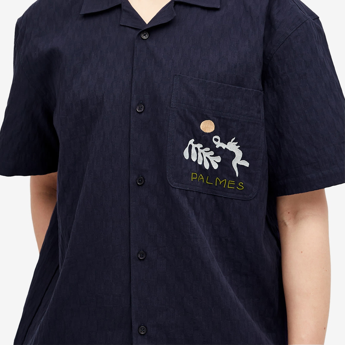 Palmes Men's Garden Short Sleeve Shirt in Dark Blue