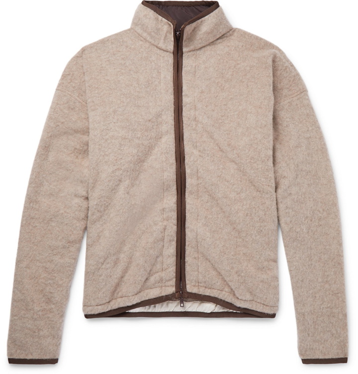 Photo: Remi Relief - Wool-Blend Fleece Zip-Up Sweatshirt - Neutrals