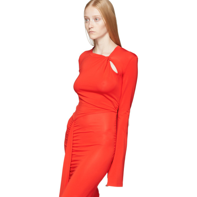 Unravel Red Open Sleeve Twist Dress Unravel