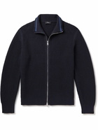 Theory - Gary Waffle-Knit Cotton and Cashmere-Blend Zip-Up Cardigan - Blue