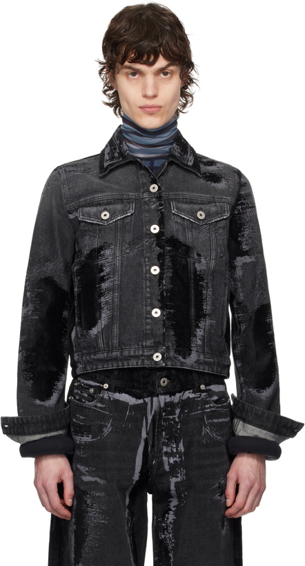 Photo: Jean Paul Gaultier Black 'The Flocked' Denim Jacket