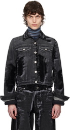 Jean Paul Gaultier Black 'The Flocked' Denim Jacket
