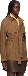 Nour Hammour Brown Zakary Belted Suede Jacket
