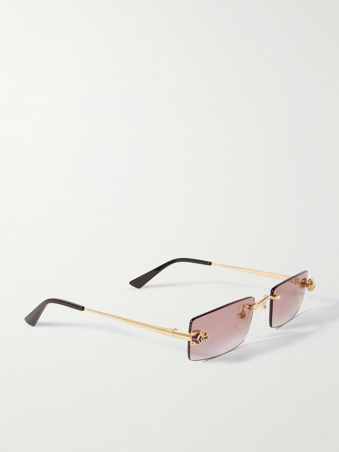 Cartier Eyewear - Panthère De Cartier Rimless Rectangular-Frame Gold-Tone Sunglasses