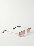 Cartier Eyewear - Panthère De Cartier Rimless Rectangular-Frame Gold-Tone Sunglasses