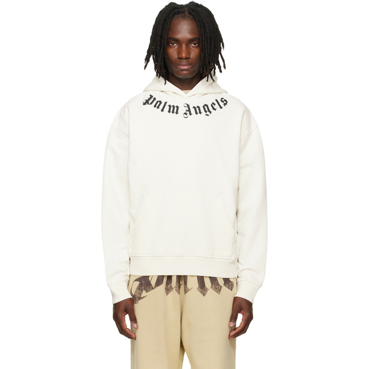 Photo: Palm Angels Off-White Neck Logo Hoodie
