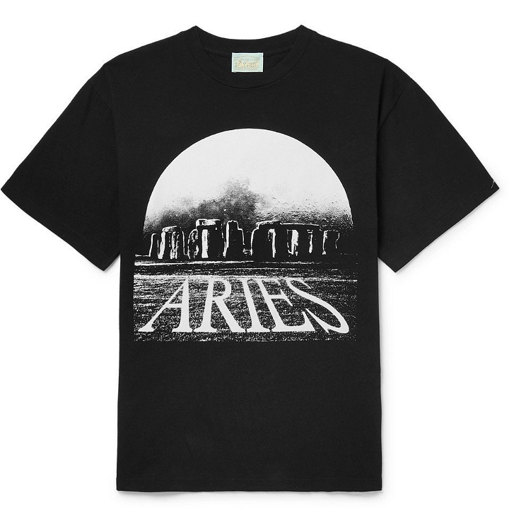 Photo: Aries - Moonhenge Printed Cotton-Jersey T-shirt - Men - Black