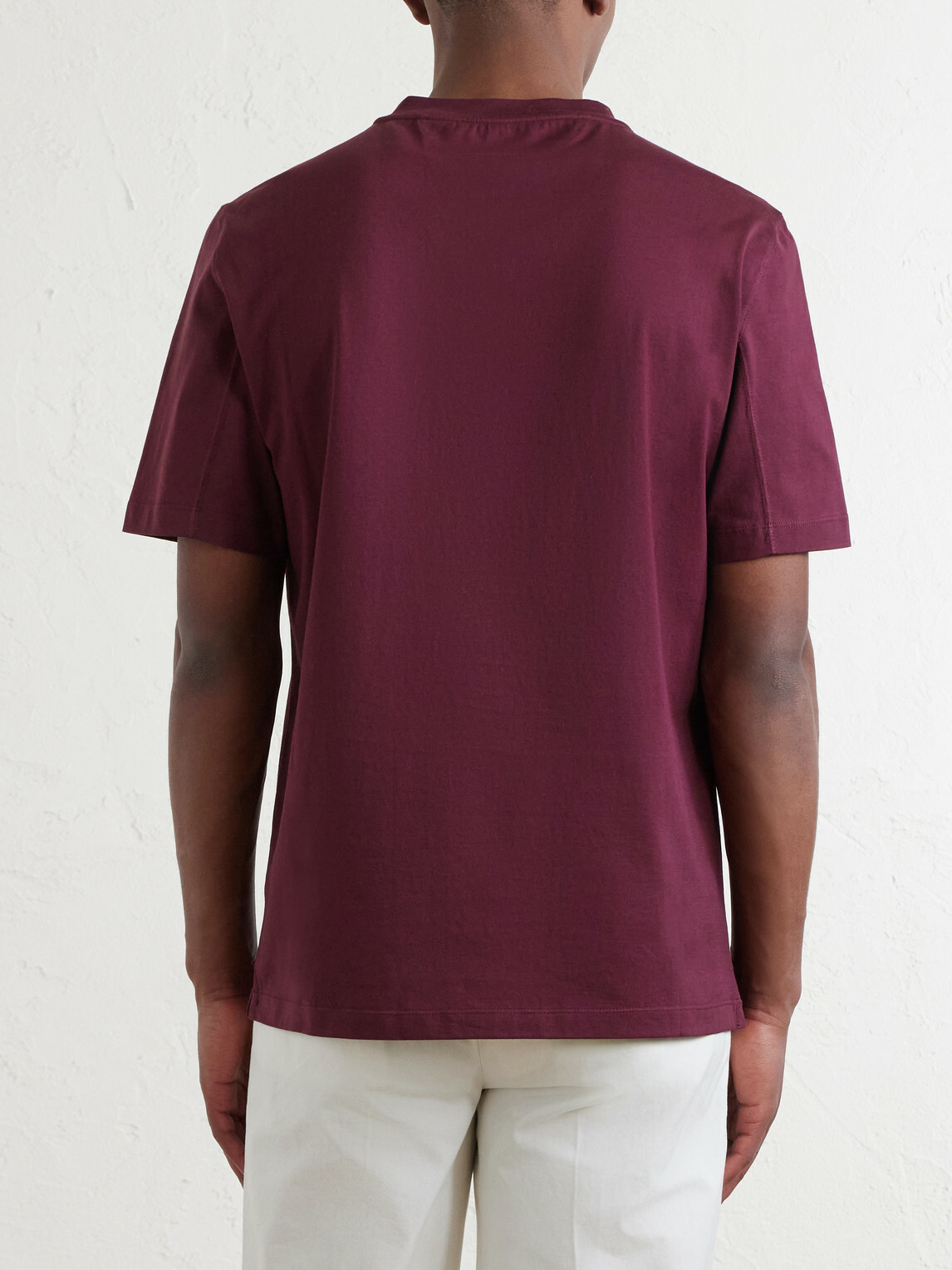 Brunello Cucinelli - Logo-Print Cotton-Jersey T-Shirt - Burgundy