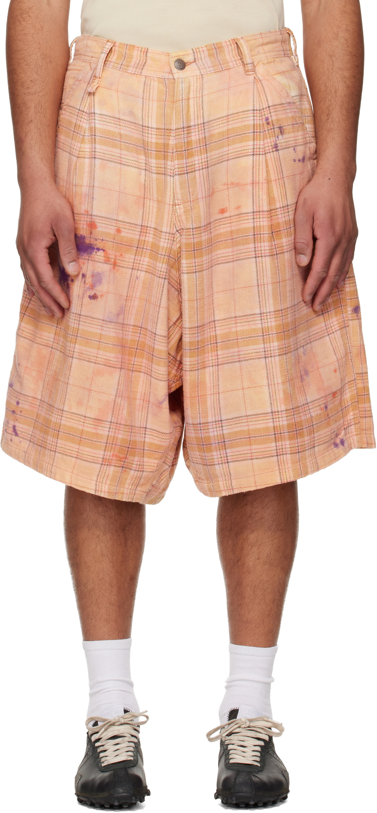 R13 Orange Jesse Carpenter Shorts