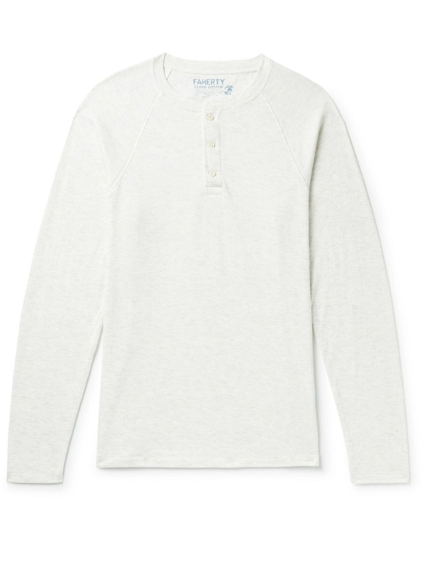 Photo: Faherty - Pima Cotton and Modal-Blend Henley T-Shirt - Neutrals