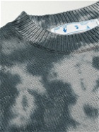 Off-White - Logo-Intarsia Tie-Dyed Cotton-Blend Sweater - Gray
