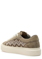 Cleens Ace Chevron-knit Suede Sneakers Beige