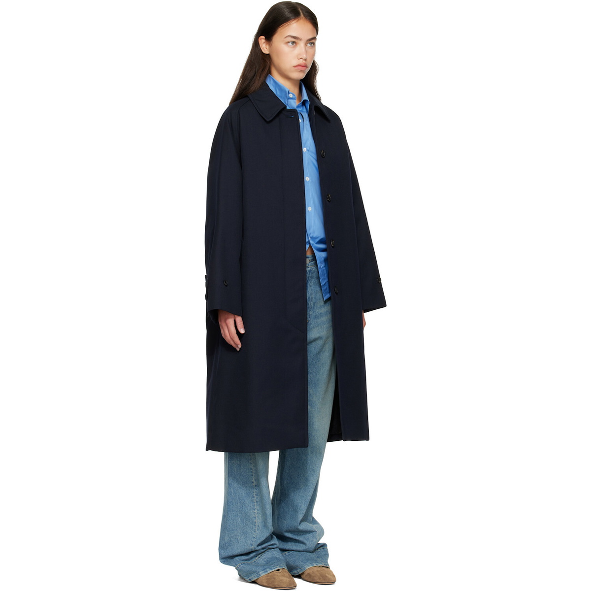 A.P.C. Navy Water-Repellent Wool Coat