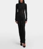 Alaïa Embellished ruched jersey maxi dress